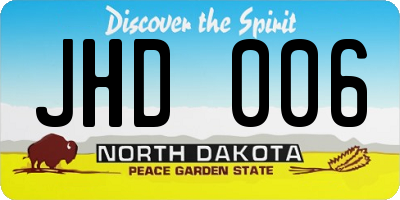 ND license plate JHD006