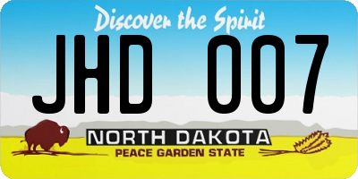 ND license plate JHD007