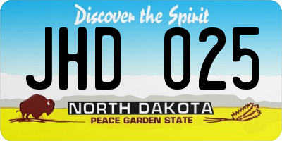 ND license plate JHD025