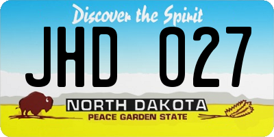 ND license plate JHD027