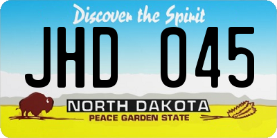 ND license plate JHD045