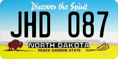 ND license plate JHD087