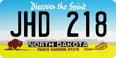 ND license plate JHD218