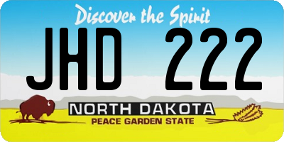 ND license plate JHD222