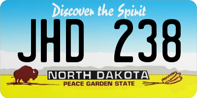 ND license plate JHD238