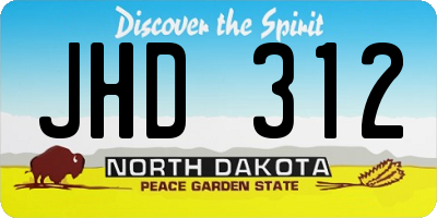 ND license plate JHD312
