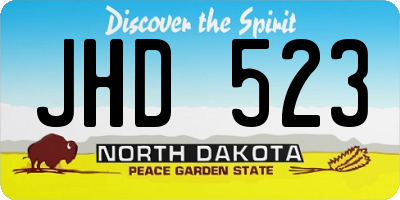 ND license plate JHD523