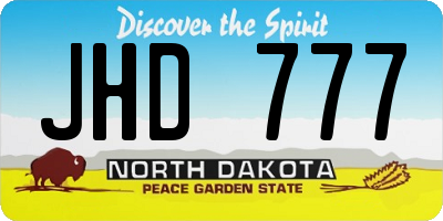 ND license plate JHD777