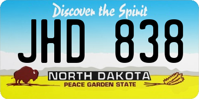 ND license plate JHD838
