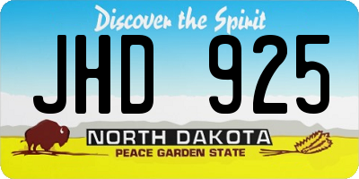 ND license plate JHD925