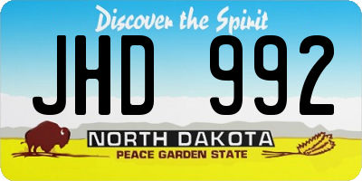 ND license plate JHD992