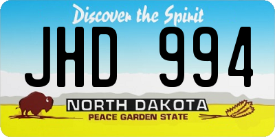 ND license plate JHD994
