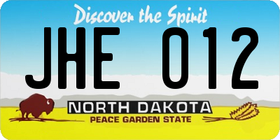 ND license plate JHE012