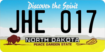 ND license plate JHE017