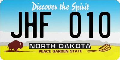 ND license plate JHF010