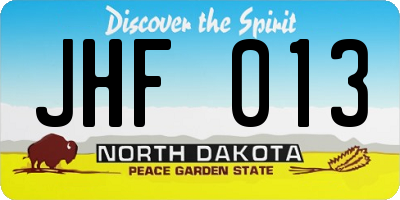 ND license plate JHF013