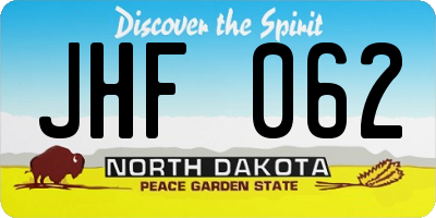 ND license plate JHF062