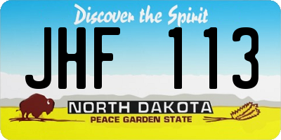 ND license plate JHF113