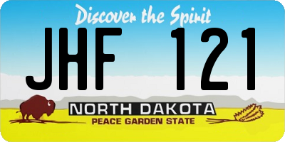ND license plate JHF121