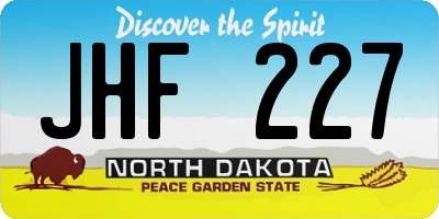 ND license plate JHF227