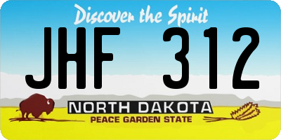 ND license plate JHF312