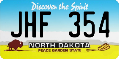 ND license plate JHF354