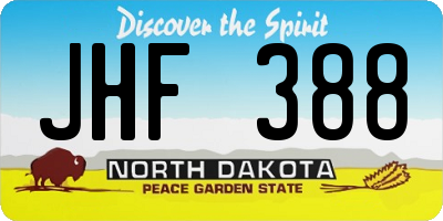 ND license plate JHF388
