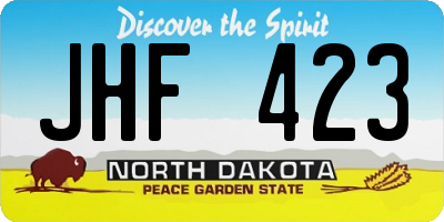 ND license plate JHF423