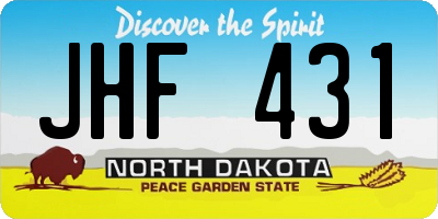 ND license plate JHF431
