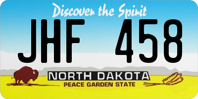 ND license plate JHF458
