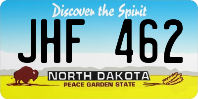 ND license plate JHF462