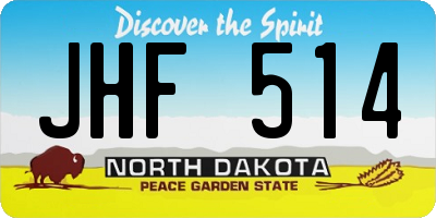 ND license plate JHF514