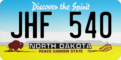 ND license plate JHF540