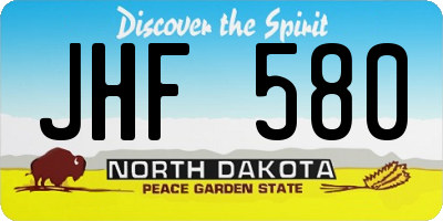 ND license plate JHF580