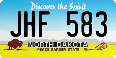ND license plate JHF583