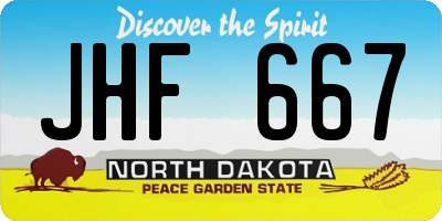 ND license plate JHF667