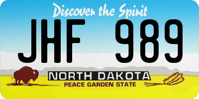 ND license plate JHF989