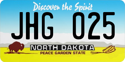 ND license plate JHG025