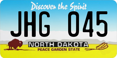 ND license plate JHG045