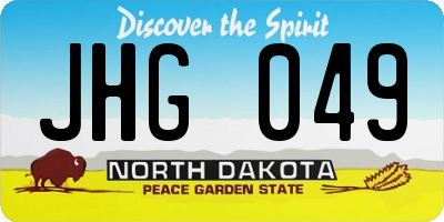 ND license plate JHG049