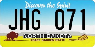 ND license plate JHG071