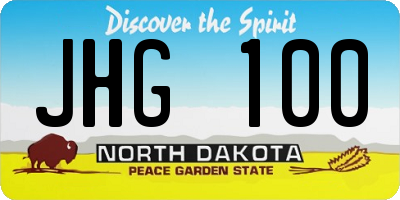 ND license plate JHG100