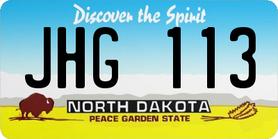 ND license plate JHG113