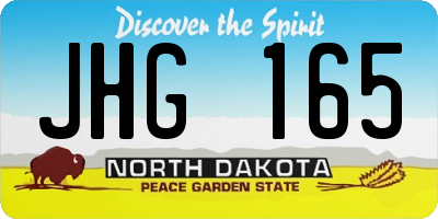 ND license plate JHG165