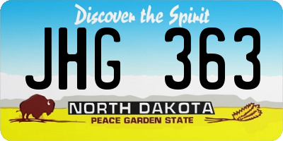 ND license plate JHG363