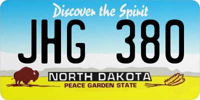 ND license plate JHG380