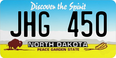 ND license plate JHG450