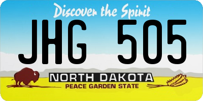 ND license plate JHG505