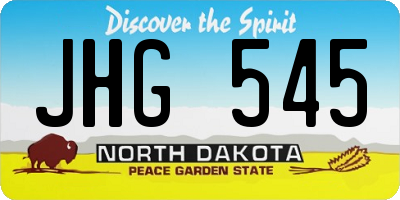 ND license plate JHG545