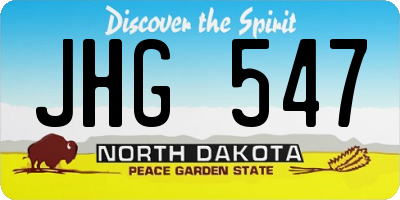 ND license plate JHG547